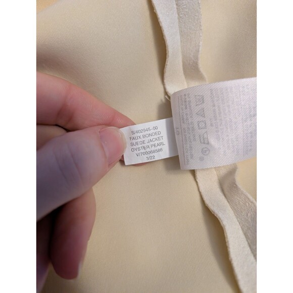 Banana Republic Petra Vegan Faux Bonded Suede Oyster Pearl Open Front Jacket XL - Picture 10 of 16